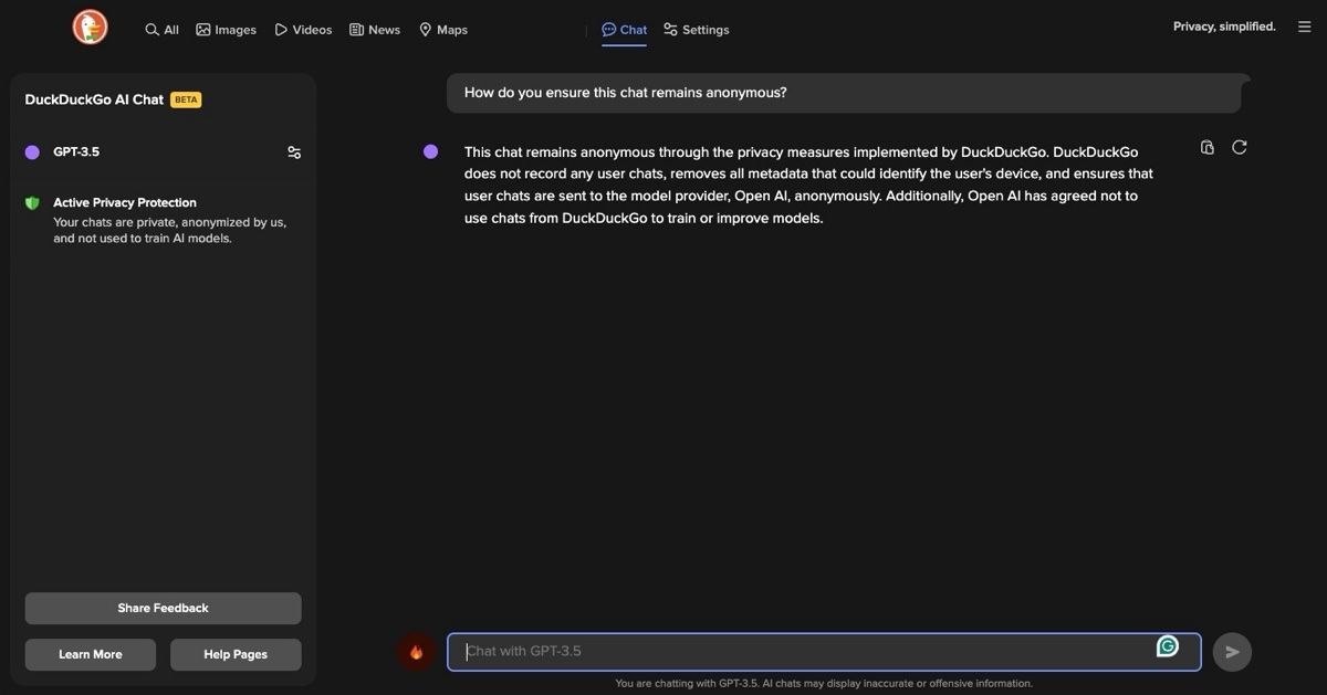 Try DuckDuckGo\'s AI Chat for Private Chats With ChatGPT and More