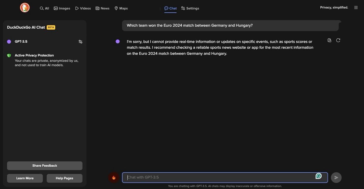 Try DuckDuckGo\'s AI Chat for Private Chats With ChatGPT and More