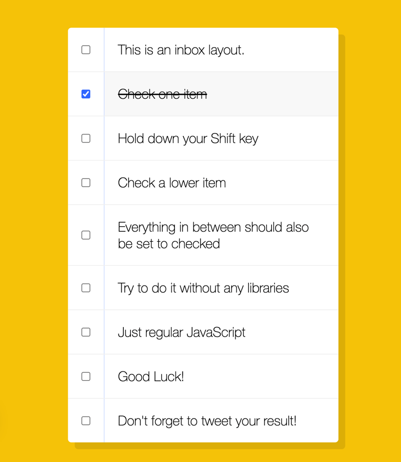 screen shot of the checklist