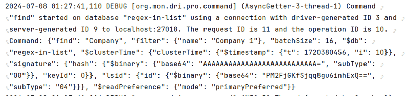 MongoDB driver logging