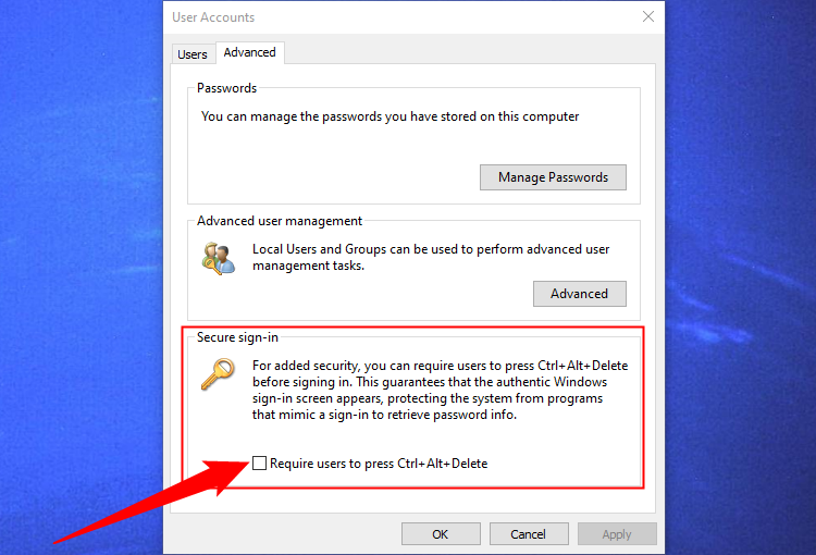 How to Enable or Disable Secure Sign-In for Windows 10