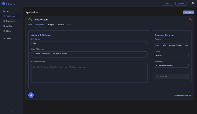 Sista AI Admin Panel