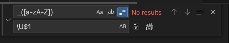 The screenshot of the finder tool from VSCode with the inputs filled