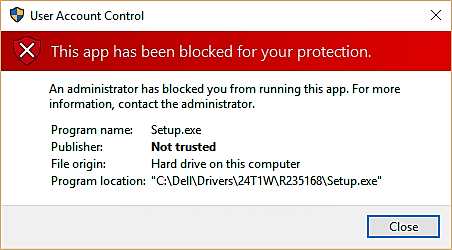 Fix: This app has been blocked for your protection in Windows 10