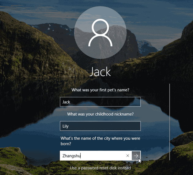 How to Add Security Questions to Local Account Windows 10