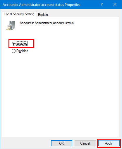 Enable or Disable Built-in Administrator Account on Windows 10