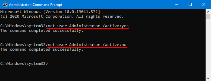 Enable or Disable Built-in Administrator Account on Windows 10