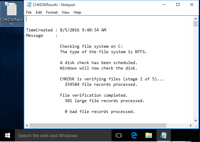 Read the Event Viewer Logs for Check Desk in Windows 10
