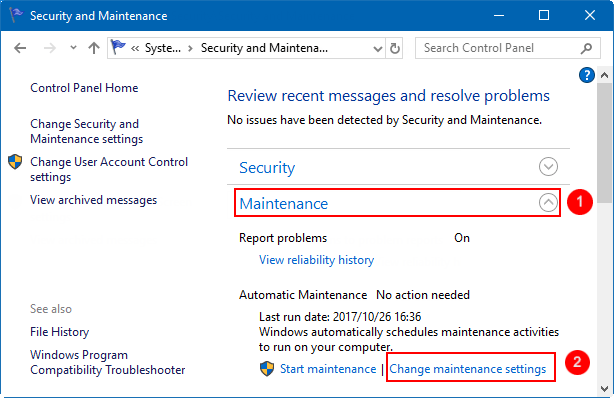 How to Start and Change Automatic Maintenance Schedule in Windows 10