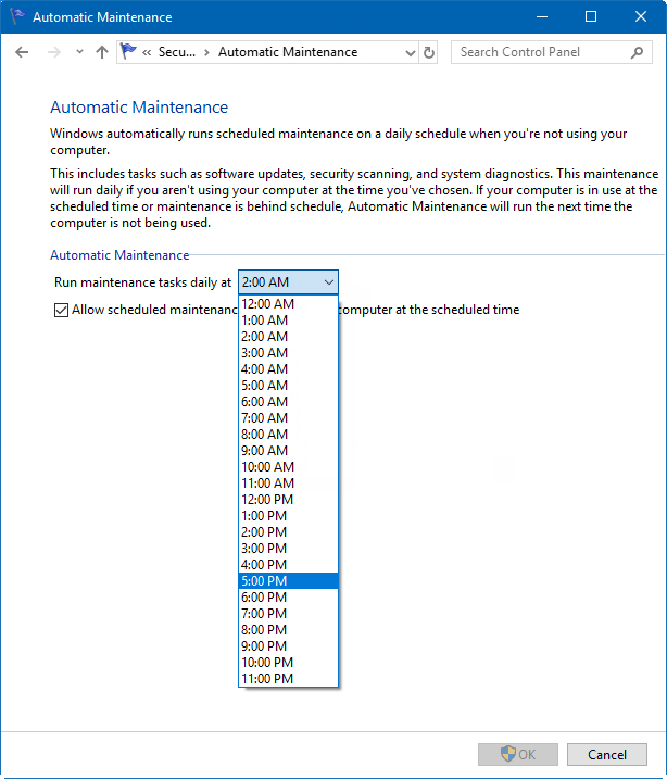 How to Start and Change Automatic Maintenance Schedule in Windows 10