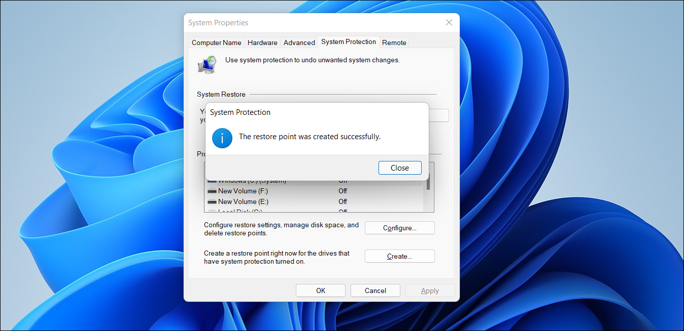 How to Create a Restore Point in Windows 11