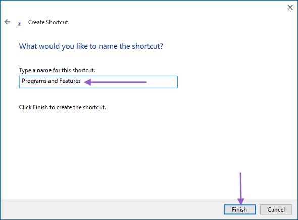 4 Steps to Create Shortcut for Programs and Features on Desktop