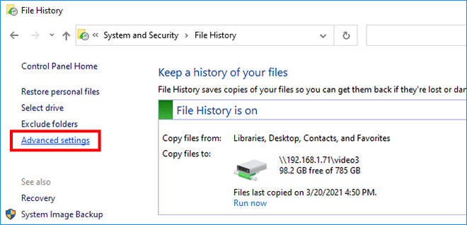 2 Ways to Delete Old File History Backup in Windows 10