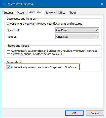 How to Enable or Disable Auto Save Screenshots to OneDrive