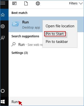 3 Ways to Add Run to Start Menu in Windows 10