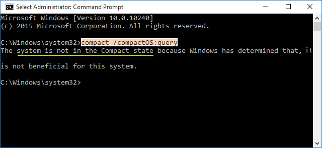 Compress Your Windows 10 System using Compact OS