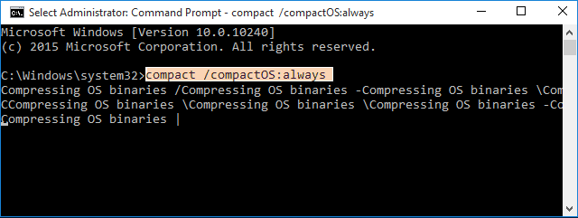 Compress Your Windows 10 System using Compact OS