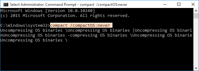 Compress Your Windows 10 System using Compact OS