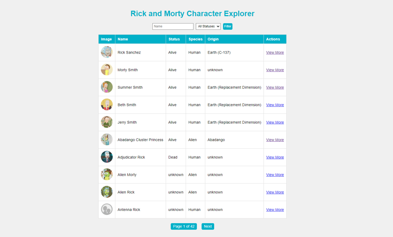 Rick and Morty Explorer Web App