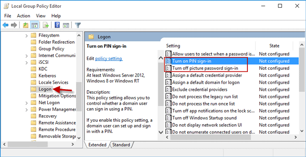 How to Disable PIN, Picture, and Password Logon in Windows 10