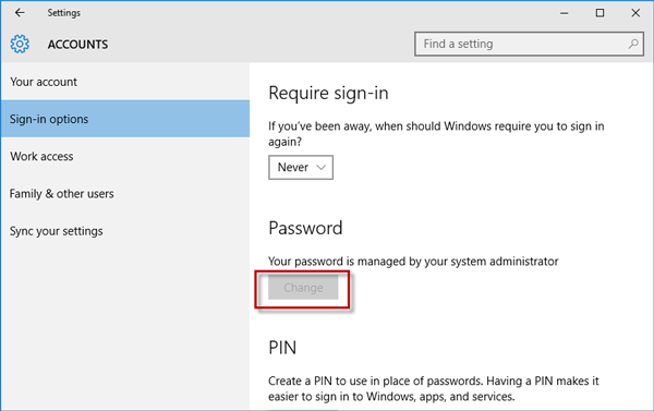 Prevent Users from Changing Their Own Password in Windows 10