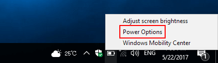 How to Open Power Options Window in Windows 10