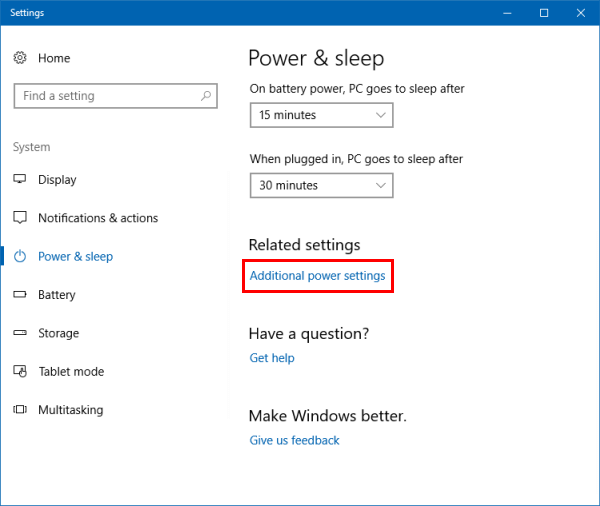 How to Open Power Options Window in Windows 10