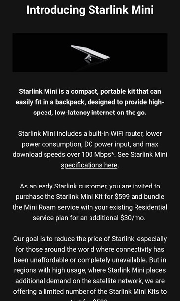 Starlink Mini priced at 9 as SpaceX makes weight specs official and offers Mini Roam plan for /month