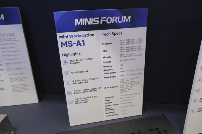 Minisforum MS-A1 is an AMD-powered high-end mini PC with up to 96 GB of memory, OCuLink support