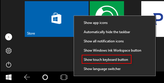 Show or Hide Touch Keyboard Button in Taskbar on Windows 10