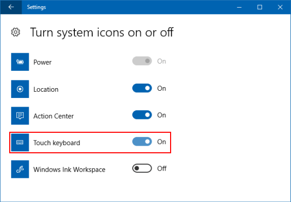 Show or Hide Touch Keyboard Button in Taskbar on Windows 10