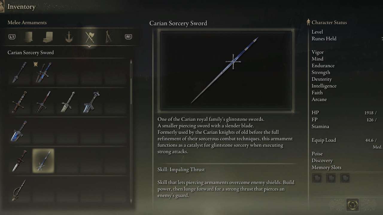 Elden Ring SotE Carian Sorcery Sword: Location, Stats, and more