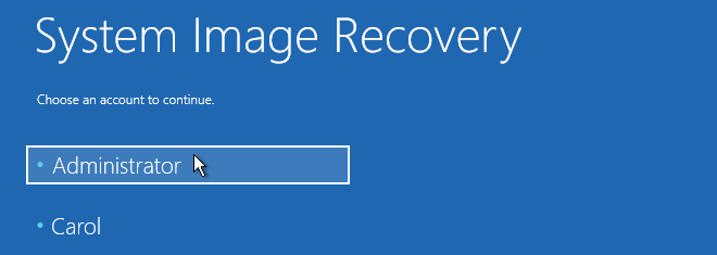 Windows 10 Password Incorrect During System Image Restore