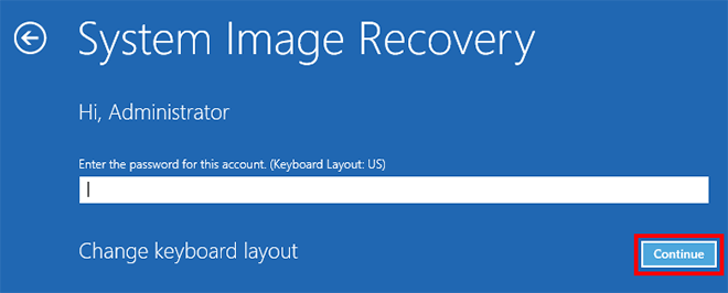 Windows 10 Password Incorrect During System Image Restore