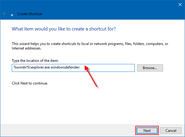 How to Create a Windows Defender Security Center Shortcut