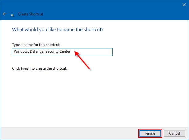 How to Create a Windows Defender Security Center Shortcut