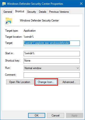 How to Create a Windows Defender Security Center Shortcut