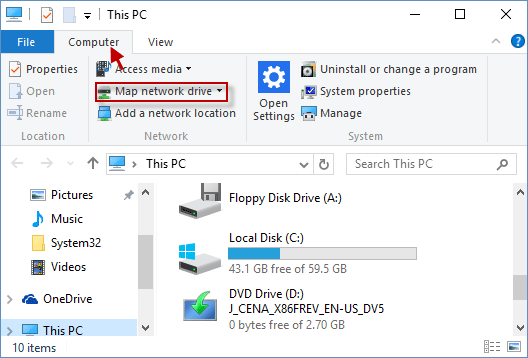 How to Map and Disconnect Network Drive in Windows 10