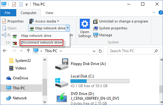 How to Map and Disconnect Network Drive in Windows 10