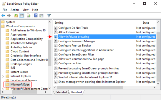 How to Enable/Disable InPrivate Browsing in Microsoft Edge