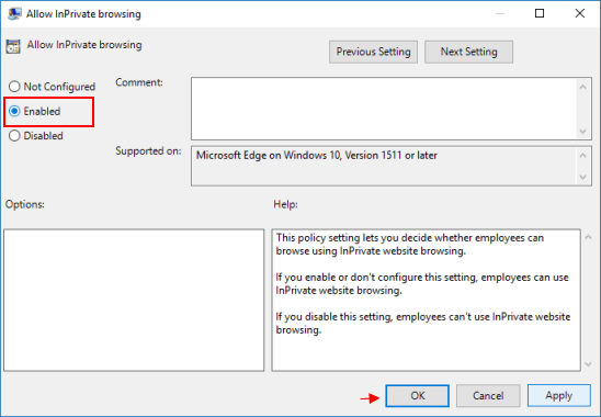 How to Enable/Disable InPrivate Browsing in Microsoft Edge