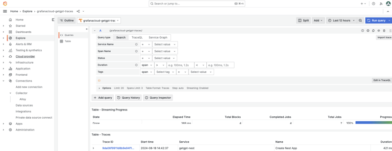 NestJS   Opentelemetry (Grafana Cloud)