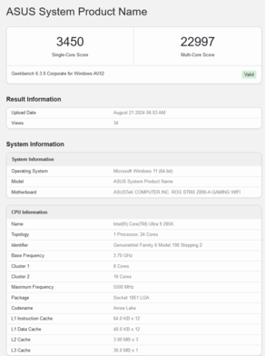 Intel Core Ultra 9 285K Arrow Lake processor makes tepid Geekbench debut