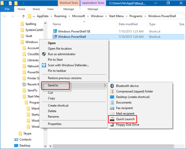 How to Add Quick Launch to Context Menu in Windows 10