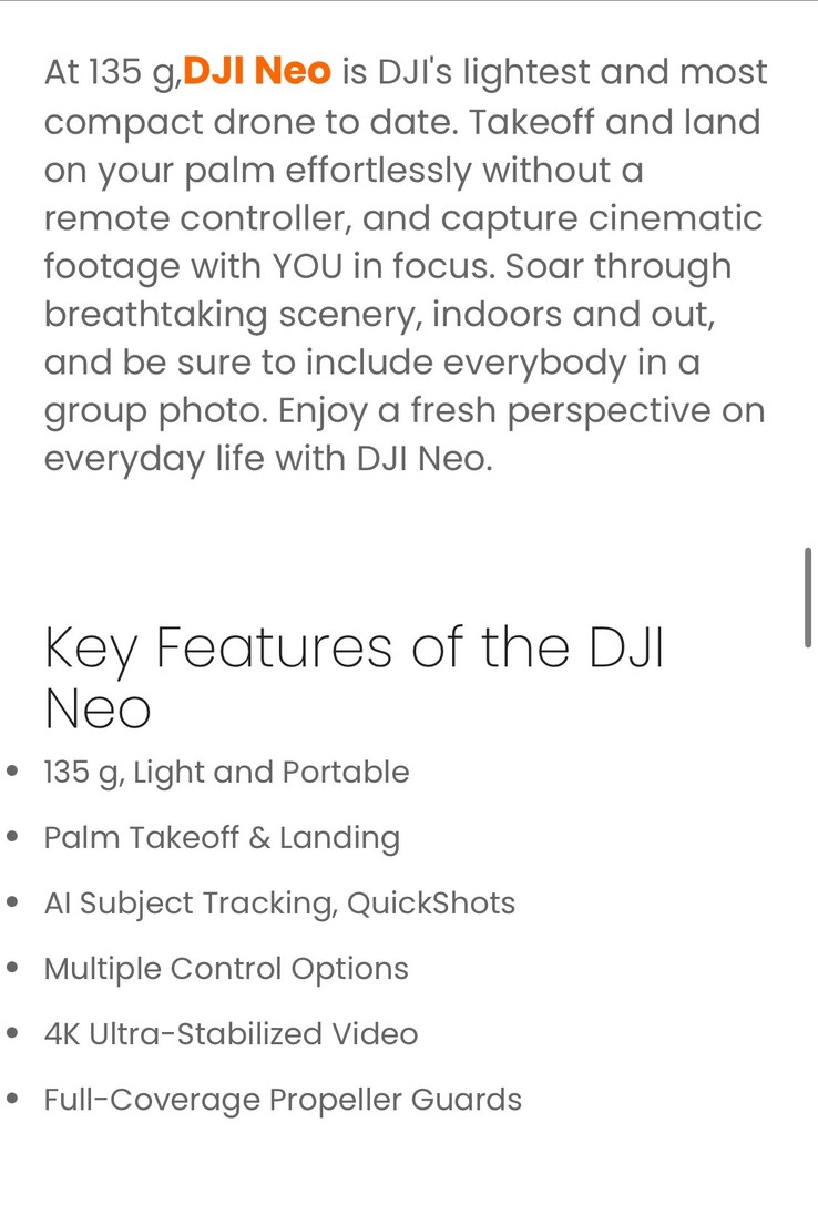 DJI Neo revealed in new retailer leak with lower than expected launch pricing