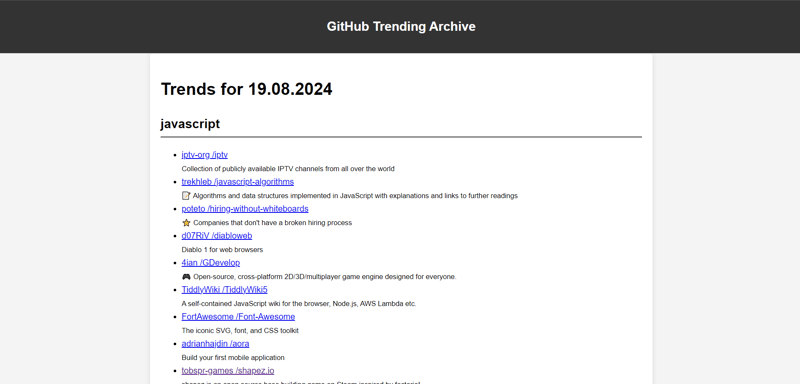 GitHub Trending Archive: Your Personal GitHub Trends Archive