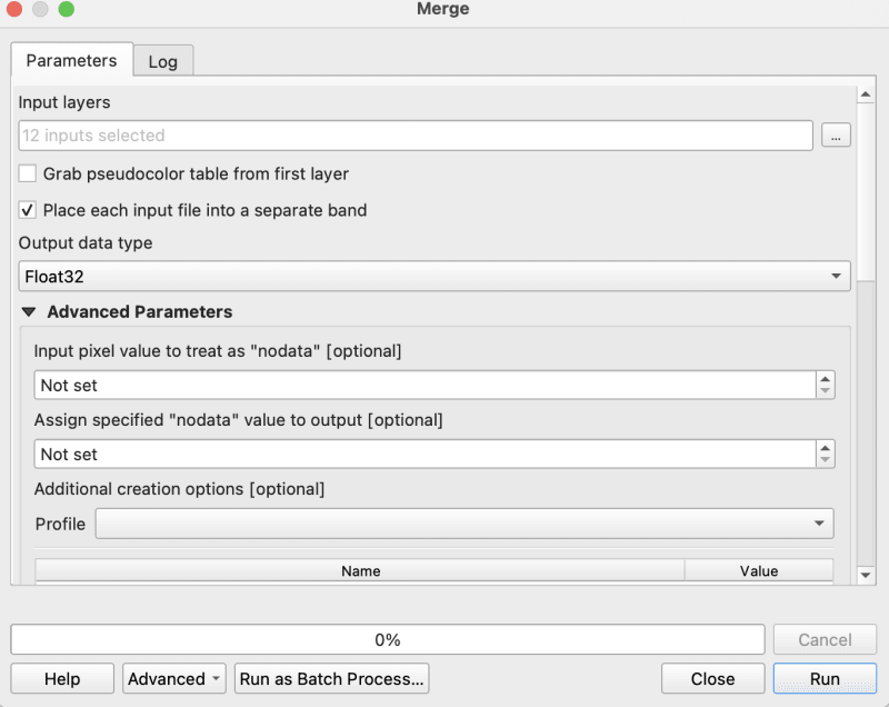 Process multiband rasters (Sentinel-with hndex and create indices