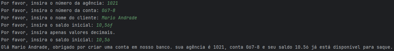 Exercício - Simulando Uma Conta Bancária Através Do Terminal