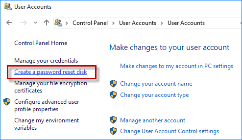 Solve: Create a Password Reset Disk Missing or Not Working in Windows 10