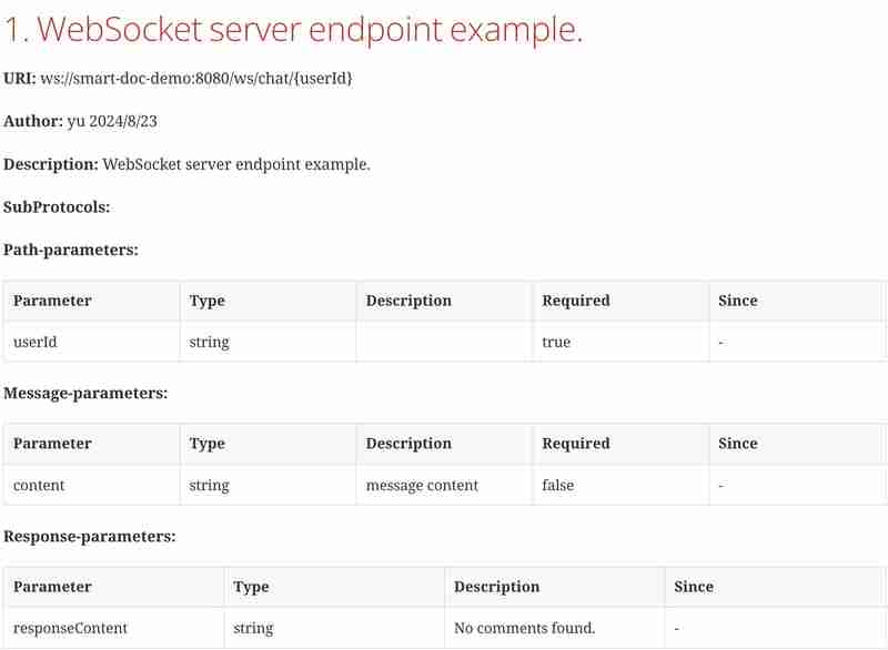 How to Generate Java WebSocket API Documentation Using Smart-Doc